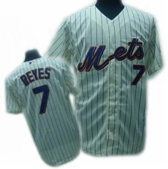 New York Mets #7 Jose Reyes Jerseys CREAM blue strip COOL BASE New York Mets #7 Jose Reyes Jerseys CREAM blue strip COOL BASE