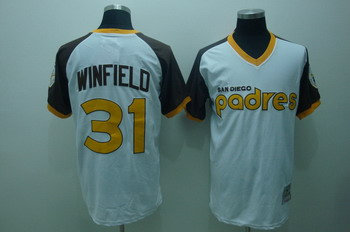 San Diego Padres 31 Dave Winfield White Jerseys Throwback