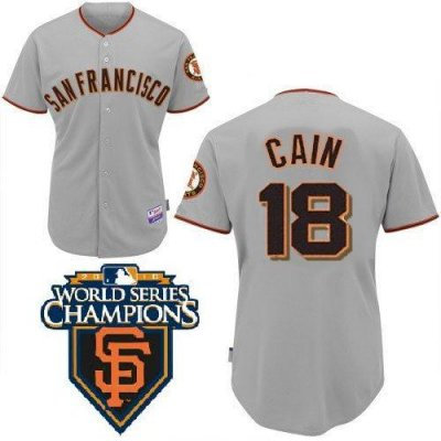 2010 World Series Champions San Francisco Giants 18 Cain Grey Jersey