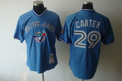 Toronto Blue Jays 29 JOE CARTER Blue MitchellandNess Throwback Jerseys