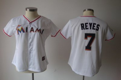 2012 Women Miami Marlins 7 Jose Reyes White MLB Jerseys