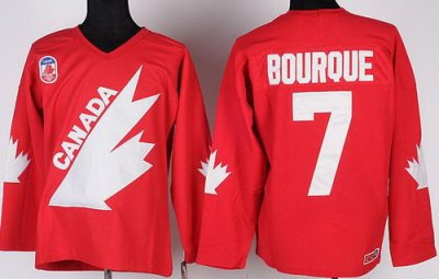 1991 Canada Olympic #7 Bourque Red Throwback NHL Jerseys