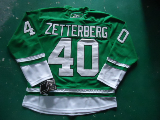 ST PARTYS DAY NHL Jersey Deroit Red wings 40# ZETTERBERG Green
