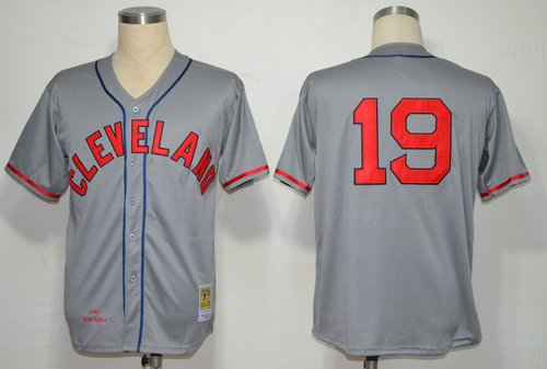 Cleveland Indians 19 Bob Feller grey Jerseys Cleveland Indians 19 Bob Feller grey Jerseys