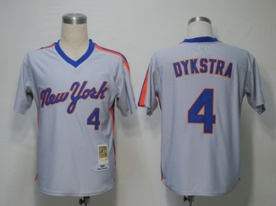New York Mets #4 Lenny Dykstra Throwback Baseball Grey Jerseys