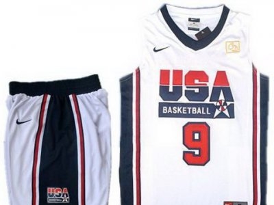 USA Basketball Retro 1992 Olympic Dream Team White Jersey & Shorts #9 Jordan