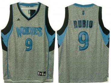 Minnesota Timberwolves 9 Ricky Rubio Grey Static Fashion Swingman NBA Jerseys