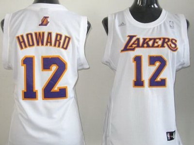 Women Los Angeles Lakers 12# Dwight Howard White Revolution 30 Swingman Jerseys