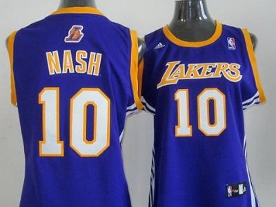 Women Los Angeles Lakers 10 Steve Nash Purple Revolution 30 Swingman NBA Jerseys