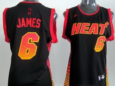 Women Miami Heat 6 LeBron James Black Vibe Fashion Swingman Jerseys