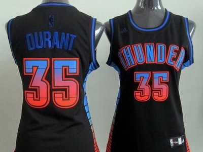 Women Oklahoma City Thunder #35 Kevin Durant Black Vibe Fashion Swingman Jerseys