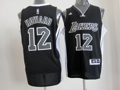 nba los angeles lakers #12 dwight howard fullblack(revolution 30 swingman)