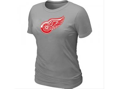 Women NHL Detroit Red Wings Big & Tall Logo L.Grey T-Shirt