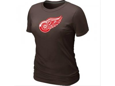 Women NHL Detroit Red Wings Big & Tall Logo Brown T-Shirt