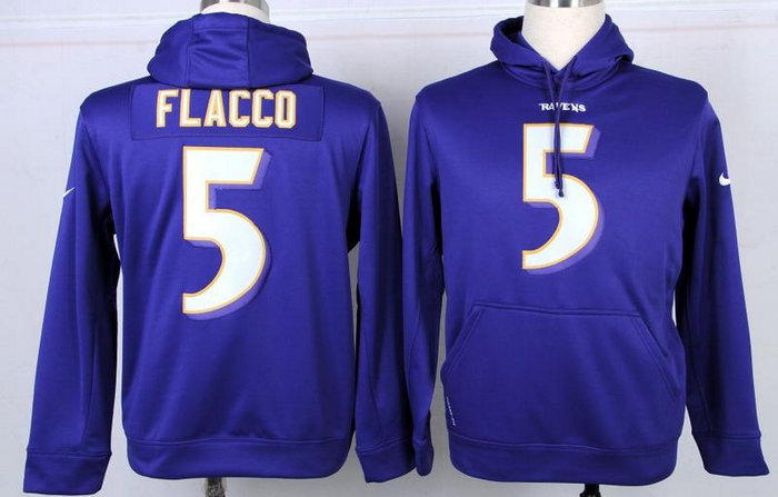 Baltimore Ravens 5 Joe Flacco Pullover Hoodie Purple