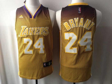 Los Angeles Lakers 24 Kobe Bryant Yellow NBA Drift Fashion Jerseys