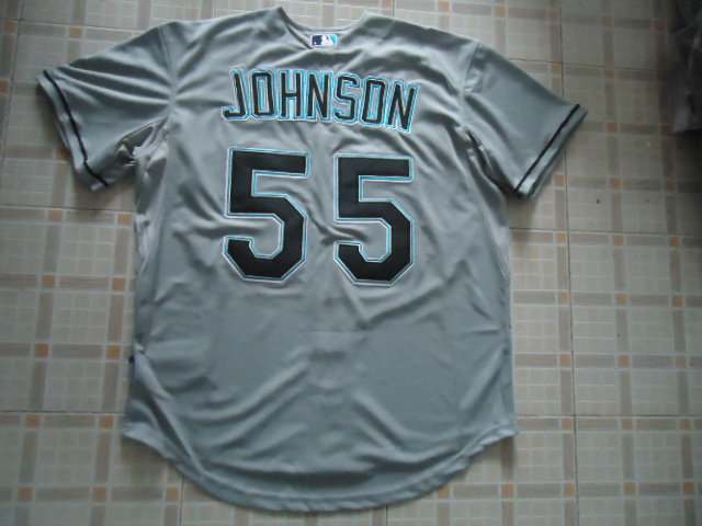 mlb Florida Marlins 55 JOHNSON jerseys grey