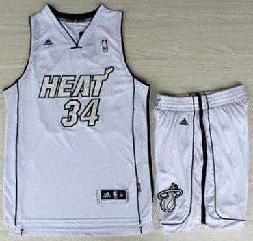 Miami Heat 34 Ray Allen White Silver Number Revolution 30 Jerseys Shorts NBA 
