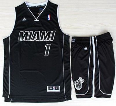 Miami Heat 1 Chris Bosh Black With White Shadow Revolution 30 Jerseys Shorts NBA 