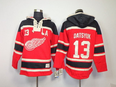nhl jerseys detroit red wings #13 datsyuk red(pullover hooded sweatshirt patch A)
