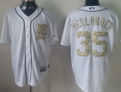 Detroit Tigers 35 Justin Verlander White MLB Jerseys Camo Number
