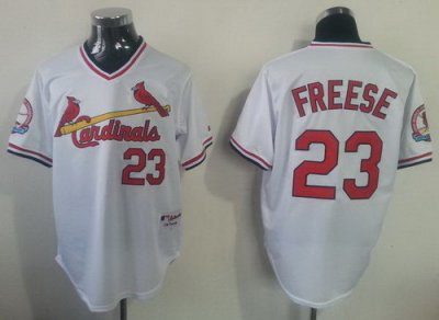 St.Louis Cardinals 23# David Freese White Throwback MLB Jerseys