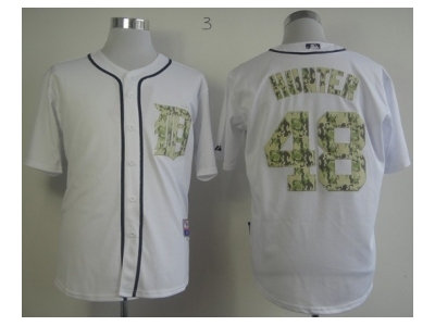 mlb jerseys detroit tigers #48 torii hunter white(number camo)