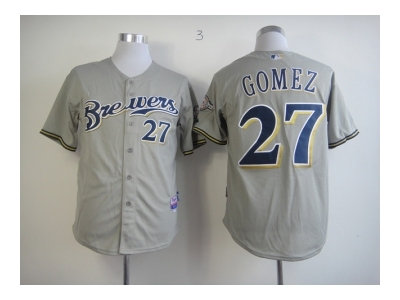 mlb jerseys milwaukee brewers #27 gomez grey(m&n)