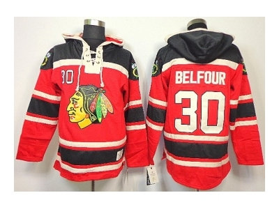 nhl jerseys chicago blackhawks #30 belfour red(pullover hooded sweatshirt)