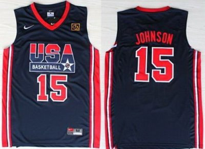 USA Basketball 1992 Olympic Dream Team Blue Jerseys 15# Magic Earvin Johnson