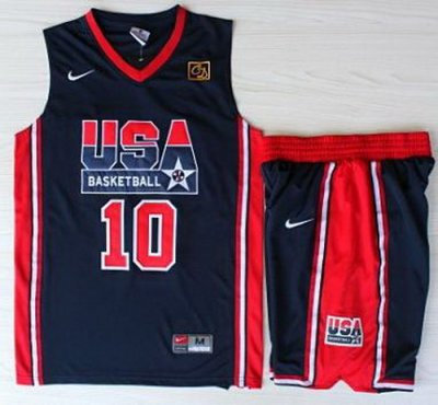 USA Basketball 1992 Olympic Dream Team Blue Jerseys & Shorts  10# Clyde Drexler