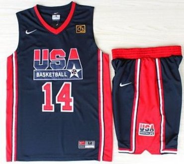 USA Basketball 1992 Olympic Dream Team Blue Jerseys & Shorts  14# Charles Barkley
