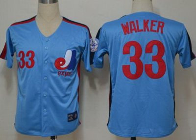 Montreal Expos 33 Walker Blue Throwback MLB Jerseys