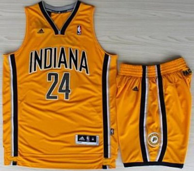 Indiana Pacers 24 Paul George Yellow Revolution 30 Swingman NBA Jerseys Shorts 
