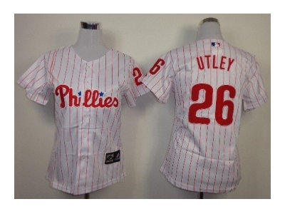 women mlb jerseys philadelphia phillies #26 utley white(red strip)