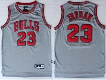 Chicago Bulls 23 Michael Jordan Grey NBA Jerseys