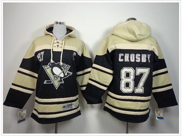 Youth NHL Penguins #87 Sidney Crosby Black Sawyer Hooded Sweatshirt Jersey