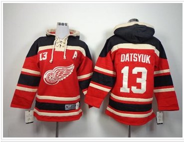 Youth NHL Red Wings #13 Pavel Datsyuk Red Sawyer Hooded Sweatshirt Jersey