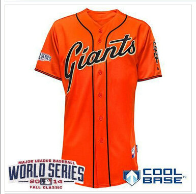 Giants Blank Orange Cool Base W 2014 World Series Patch Stitched Baseball Jersey