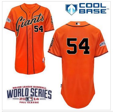 Giants #54 Sergio Romo Orange Cool Base W 2014 World Series Patch Stitched Baseball Jersey