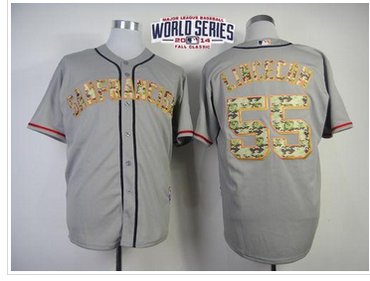 Giants #55 Tim Lincecum Grey USMC Cool Base W 2014 World Series Patch Stitched Baseball Jersey