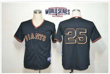 Giants #25 Barry Bonds Black Fashion W 2014 World Series Patch Stitched Baseball Jersey