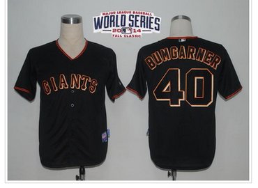 Giants #40 Madison Bumgarner Black Cool Base W 2014 World Series Patch Stitched Baseball Jersey
