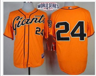 Giants #24 Willie Mays Orange Cool Base W 2014 World Series Patch Stitched Baseball Jersey