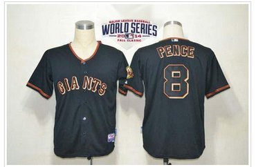 Giants #8 Hunter Pence Black W 2014 World Series Patch Baseball Jersey