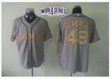 Giants #48 Pablo Sandoval Grey USMC Cool Base W 2014 World Series Patch Stitched Baseball Jersey