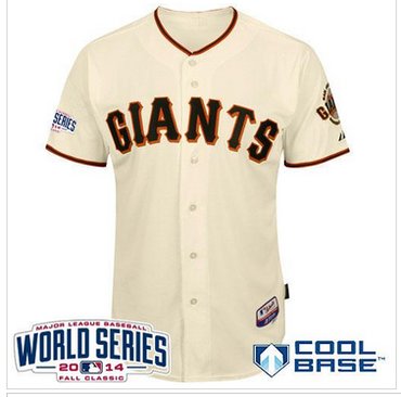 Youth MLB Giants Blank Cream Cool Base W 2014 World Series Patch Baseball Jersey