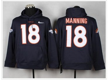 Denver Broncos #18 Peyton Manning Blue Pullover Hoodie