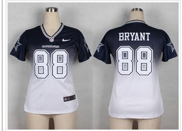 NEW Cowboys #88 Dez Bryant Navy Blue White Women's Stitched NFL Elite Fadeaway Fashion Jersey