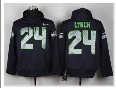 Seattle Seahawks #24 Marshawn Lynch Steel Blue Pullover NFL Hoodie